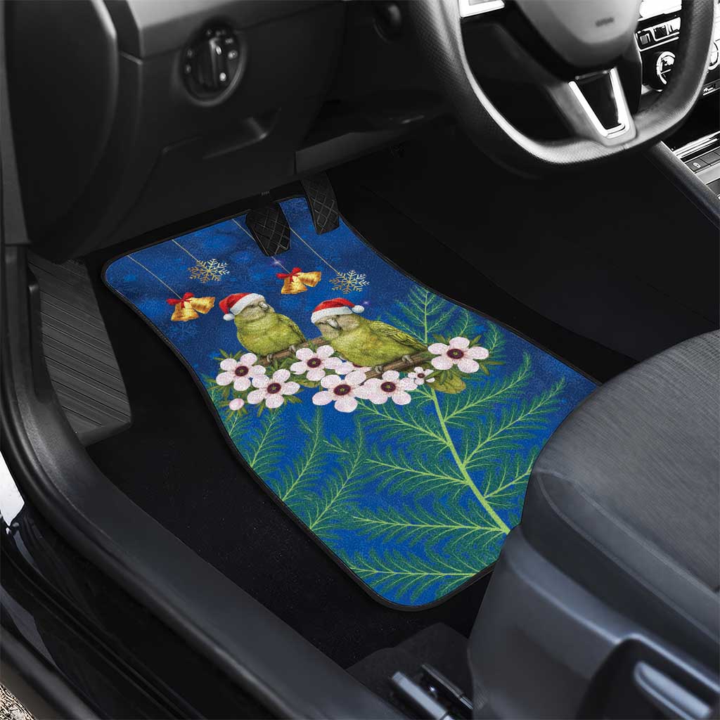 New Zealand Kakapo Christmas Car Mats Owl Parrot Santa Sliver Fern Manuka - Blue - Aussie Hoodie