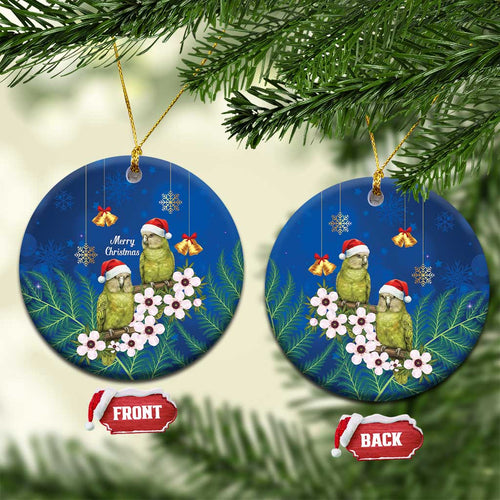 New Zealand Kakapo Christmas Ceramic Ornament Owl Parrot Santa Sliver Fern Manuka - Blue - Aussie Hoodie