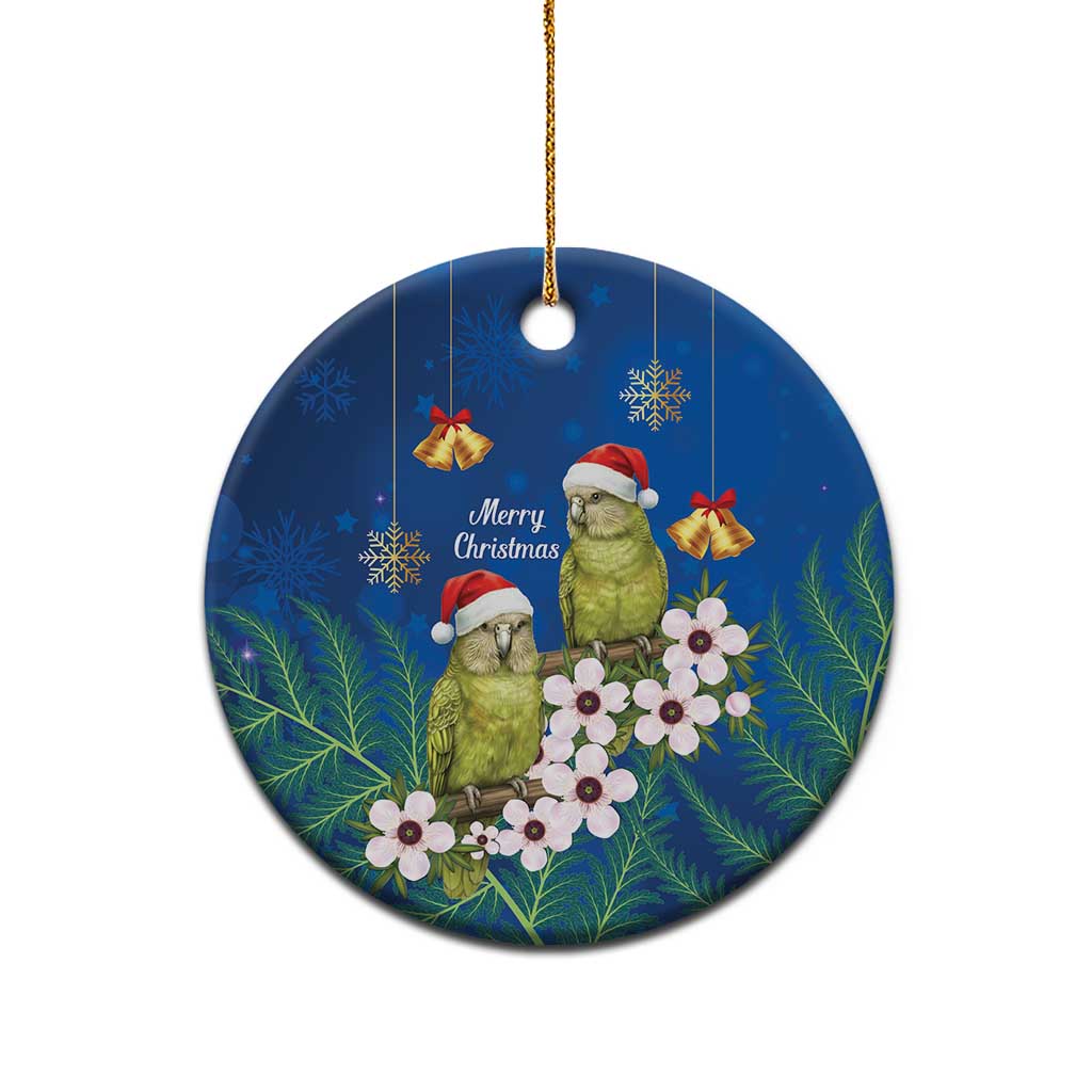 New Zealand Kakapo Christmas Ceramic Ornament Owl Parrot Santa Sliver Fern Manuka - Blue - Aussie Hoodie