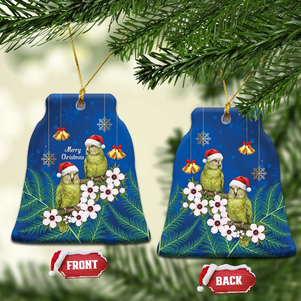New Zealand Kakapo Christmas Ceramic Ornament Owl Parrot Santa Sliver Fern Manuka - Blue - Aussie Hoodie