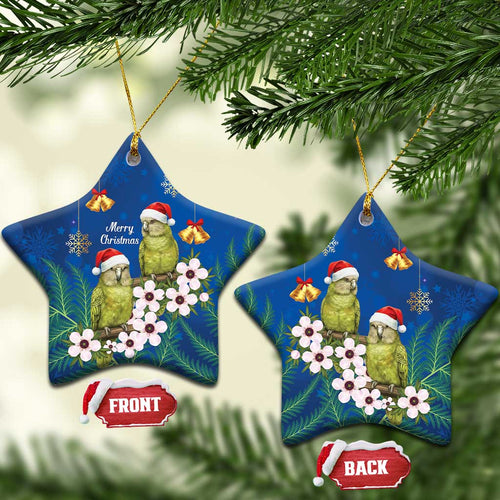 New Zealand Kakapo Christmas Ceramic Ornament Owl Parrot Santa Sliver Fern Manuka - Blue - Aussie Hoodie