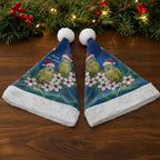 New Zealand Kakapo Christmas Santa Hat Owl Parrot Santa Sliver Fern Manuka - Blue - Aussie Hoodie