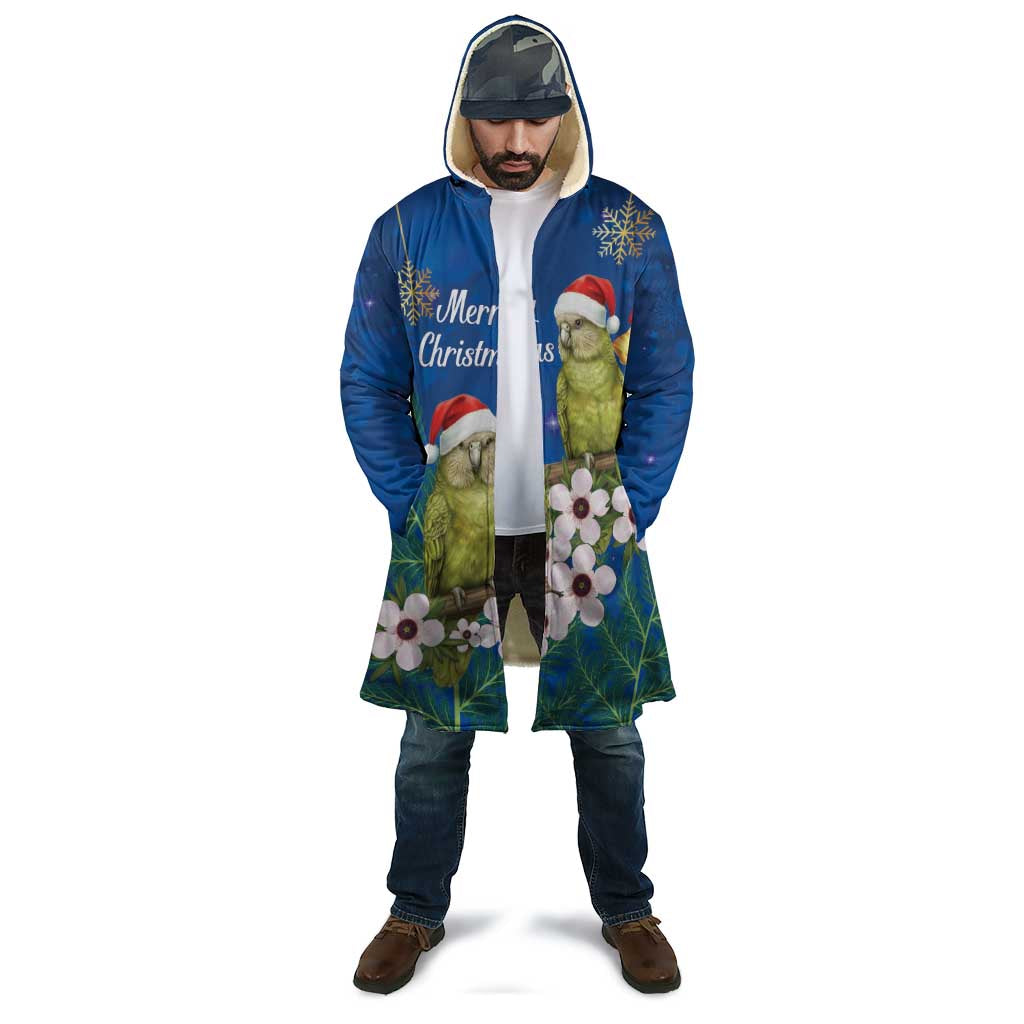 New Zealand Kakapo Christmas Cloak Owl Parrot Santa Sliver Fern Manuka - Blue - Aussie Hoodie