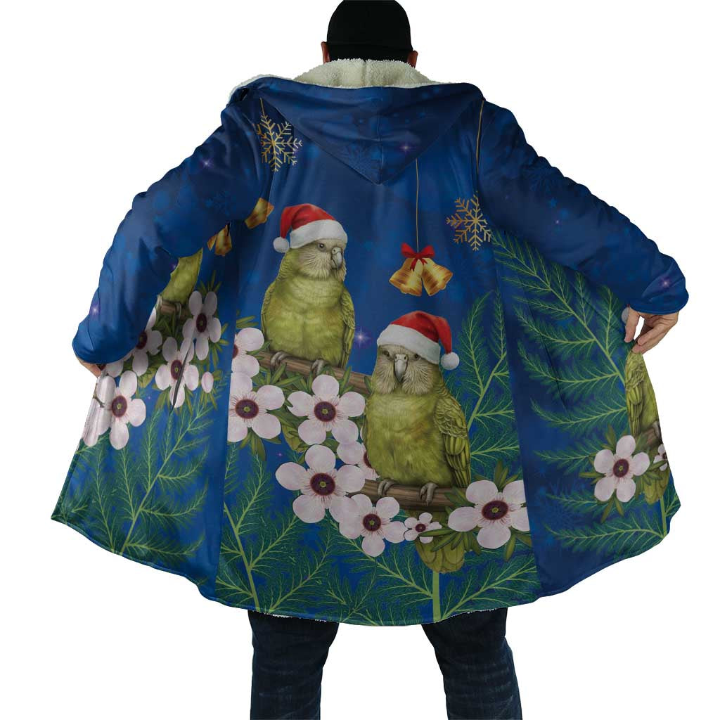 New Zealand Kakapo Christmas Cloak Owl Parrot Santa Sliver Fern Manuka - Blue - Aussie Hoodie