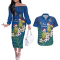 New Zealand Kakapo Christmas Couples Matching Off The Shoulder Long Sleeve Dress and Hawaiian Shirt Owl Parrot Santa Sliver Fern Manuka - Blue - Aussie Hoodie