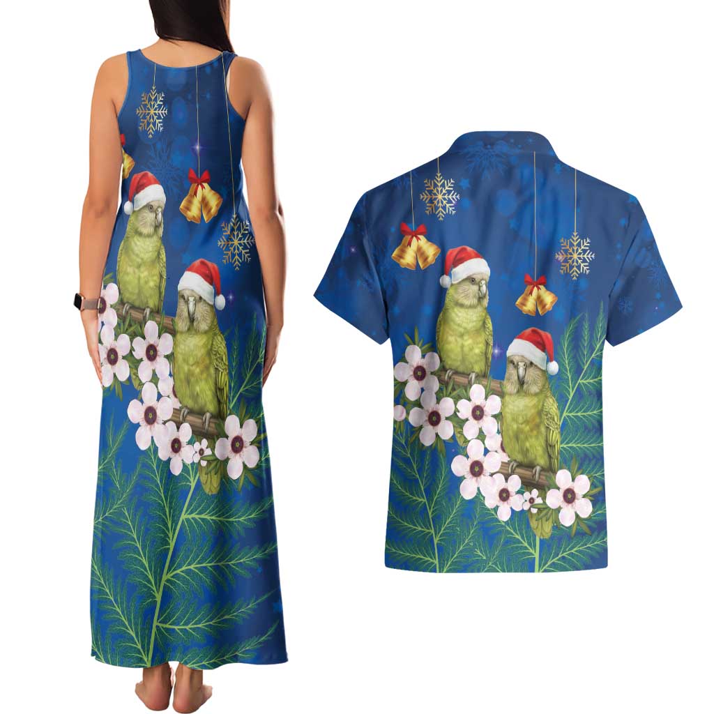 New Zealand Kakapo Christmas Couples Matching Tank Maxi Dress and Hawaiian Shirt Owl Parrot Santa Sliver Fern Manuka - Blue - Aussie Hoodie