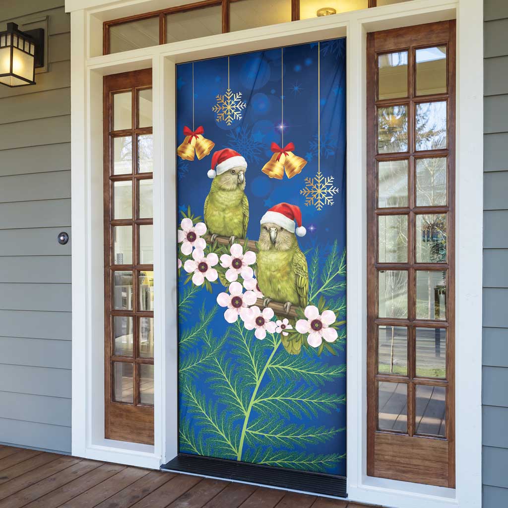 New Zealand Kakapo Christmas Door Cover Owl Parrot Santa Sliver Fern Manuka - Blue - Aussie Hoodie