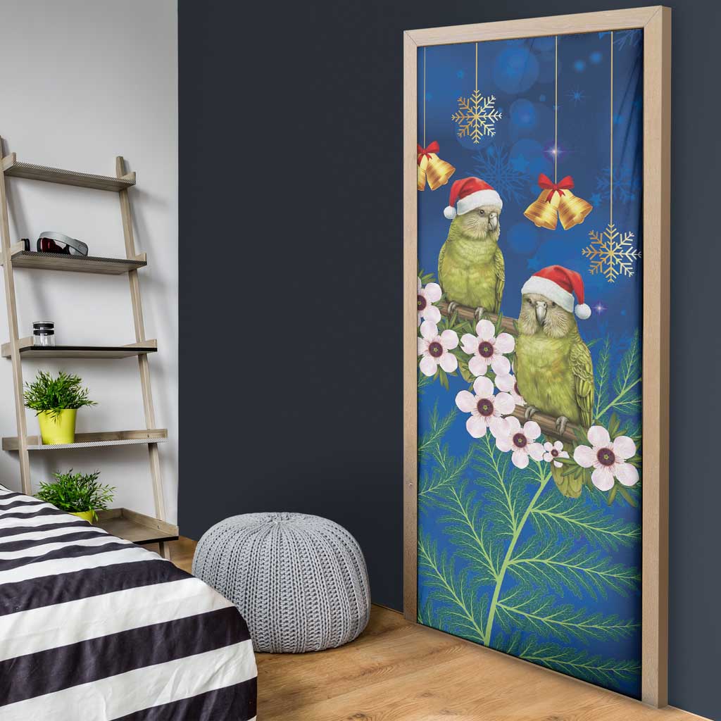 New Zealand Kakapo Christmas Door Cover Owl Parrot Santa Sliver Fern Manuka - Blue - Aussie Hoodie