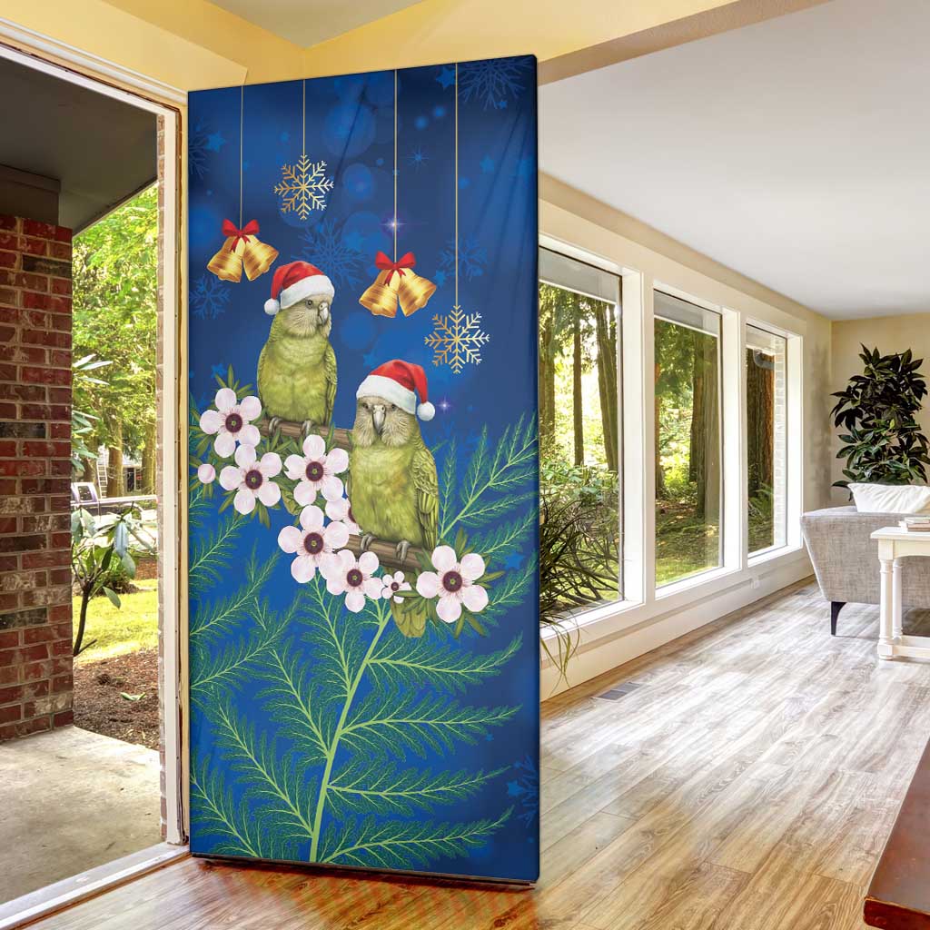 New Zealand Kakapo Christmas Door Cover Owl Parrot Santa Sliver Fern Manuka - Blue - Aussie Hoodie