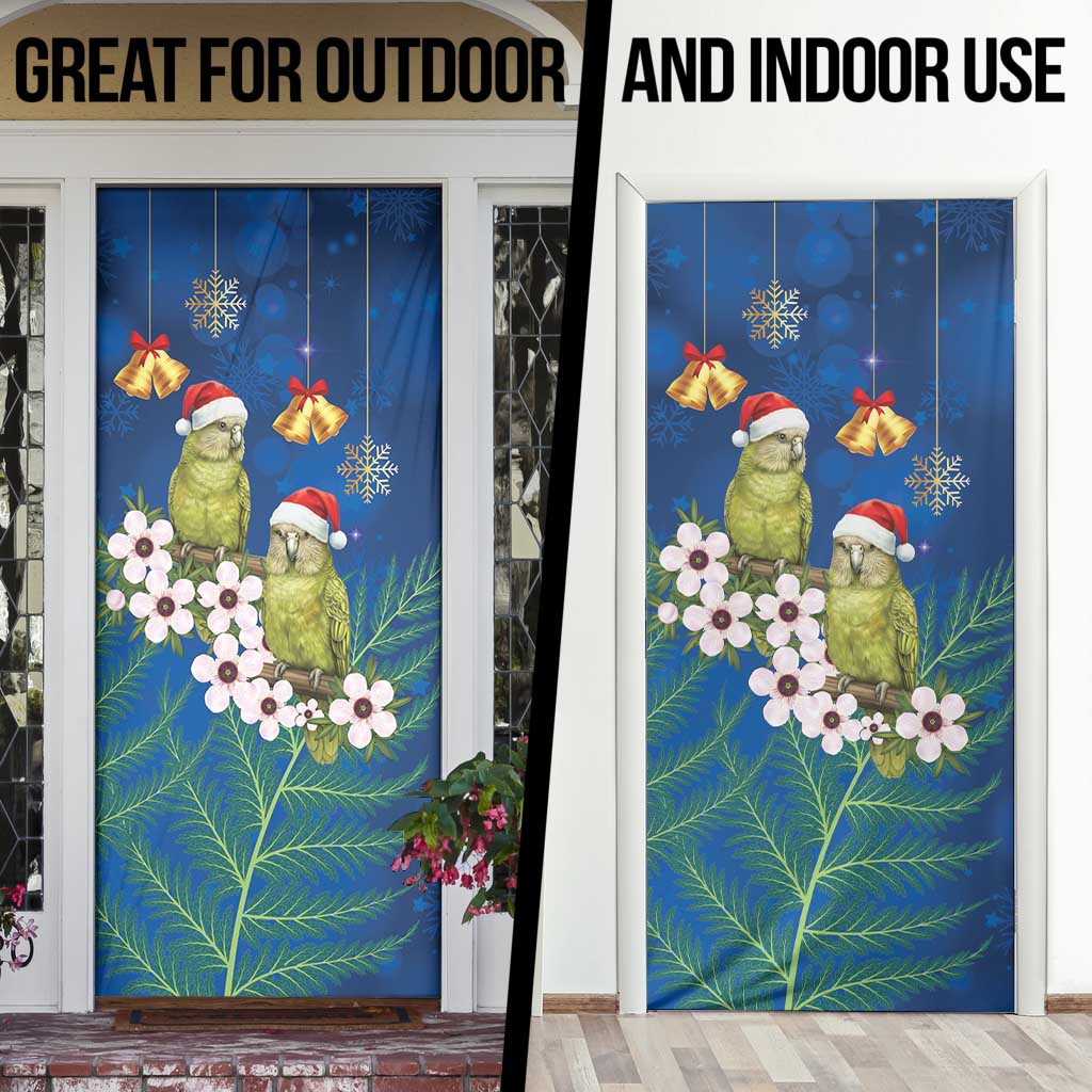 New Zealand Kakapo Christmas Door Cover Owl Parrot Santa Sliver Fern Manuka - Blue - Aussie Hoodie