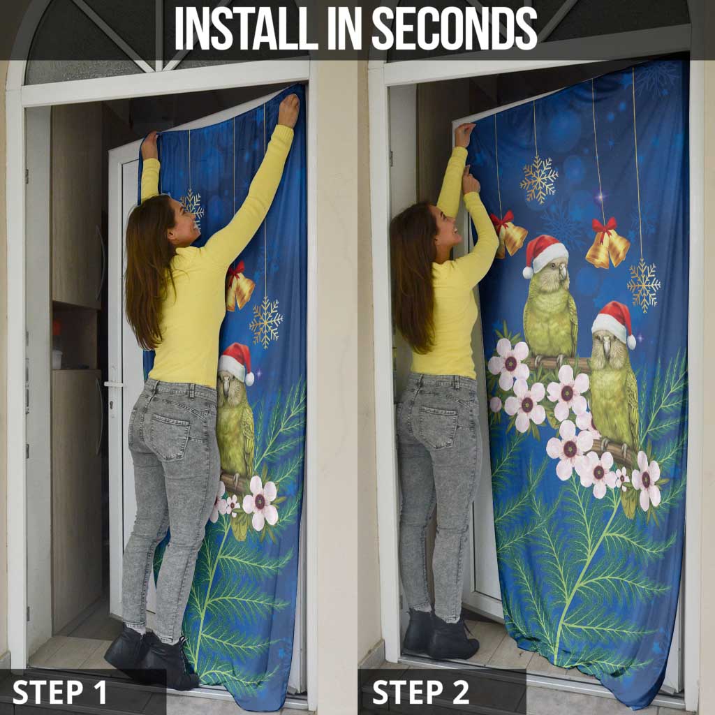 New Zealand Kakapo Christmas Door Cover Owl Parrot Santa Sliver Fern Manuka - Blue - Aussie Hoodie