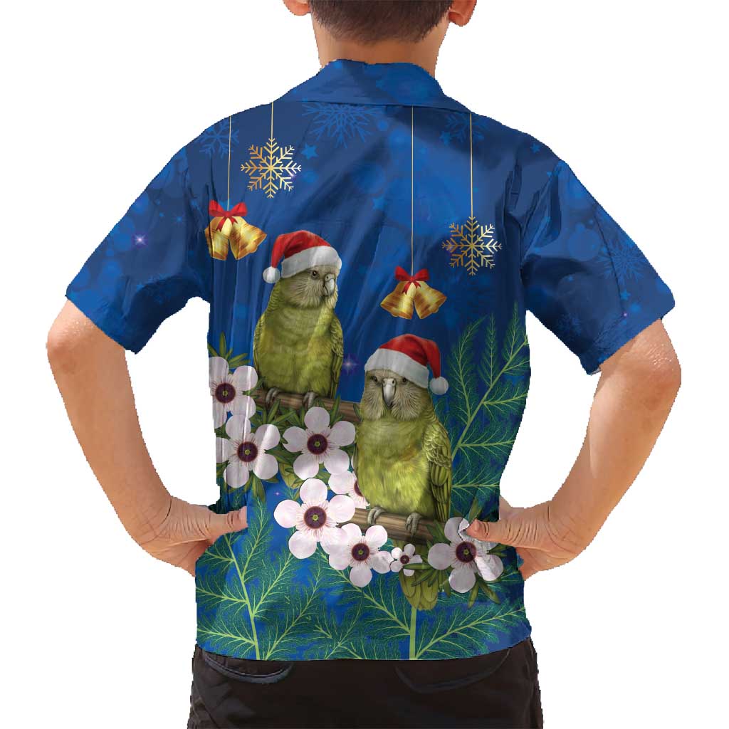 New Zealand Kakapo Christmas Family Matching Long Sleeve Bodycon Dress and Hawaiian Shirt Owl Parrot Santa Sliver Fern Manuka - Blue - Aussie Hoodie