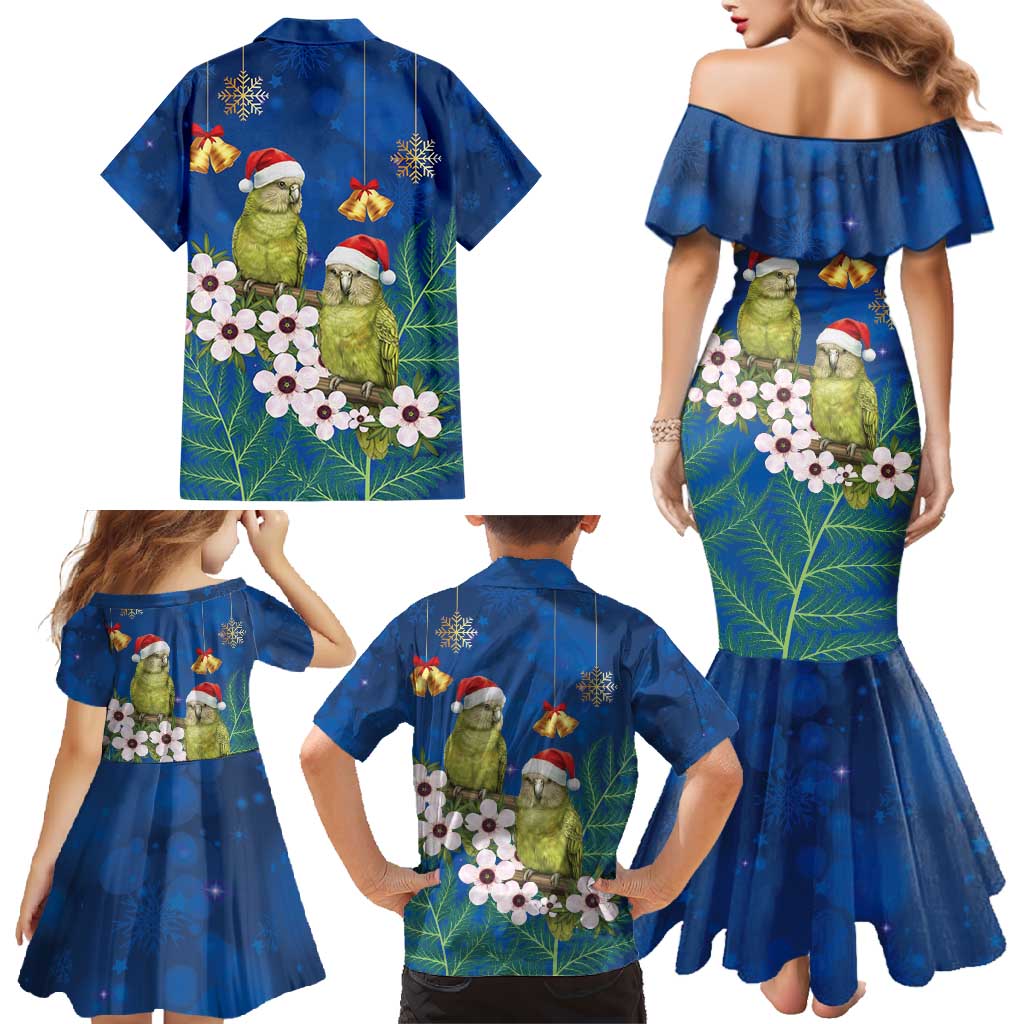 New Zealand Kakapo Christmas Family Matching Mermaid Dress and Hawaiian Shirt Owl Parrot Santa Sliver Fern Manuka - Blue - Aussie Hoodie
