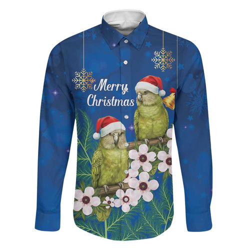New Zealand Kakapo Christmas Family Matching Mermaid Dress and Hawaiian Shirt Owl Parrot Santa Sliver Fern Manuka - Blue - Aussie Hoodie