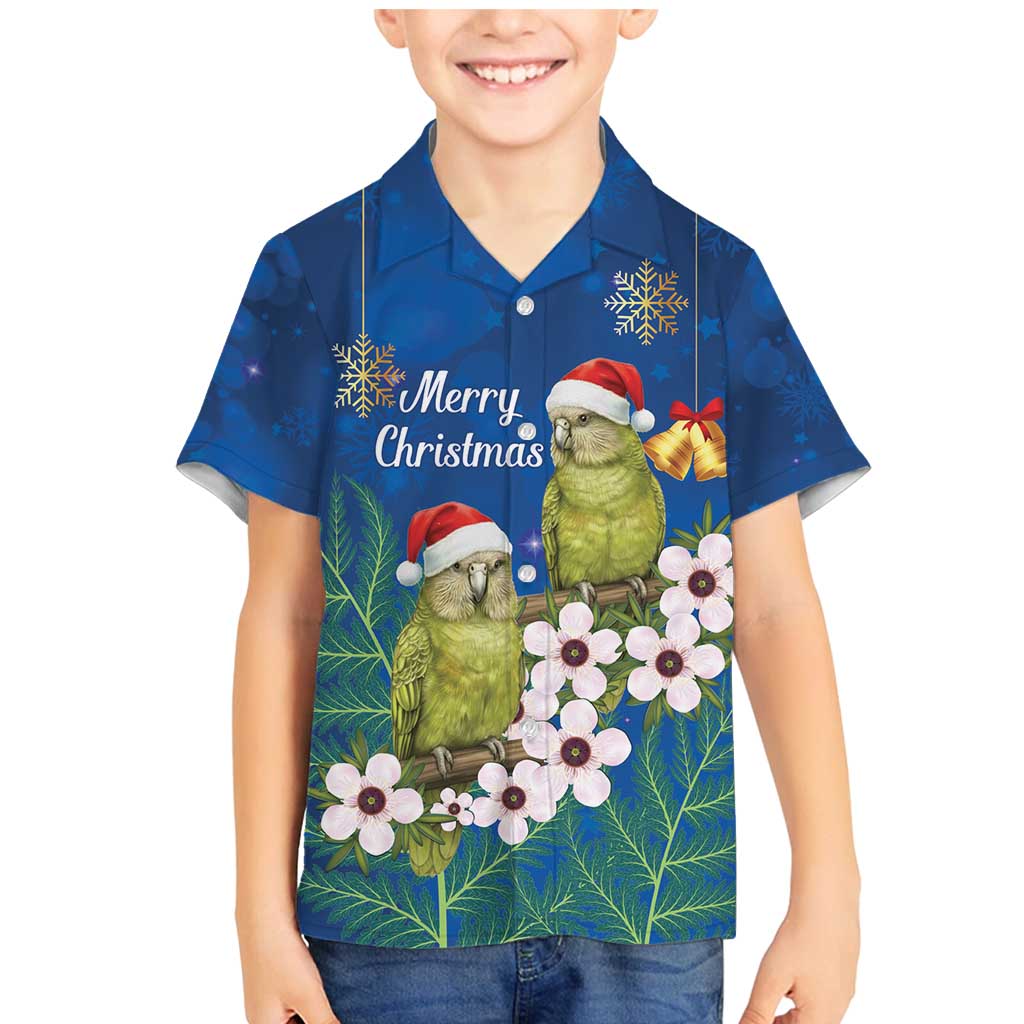 New Zealand Kakapo Christmas Family Matching Mermaid Dress and Hawaiian Shirt Owl Parrot Santa Sliver Fern Manuka - Blue - Aussie Hoodie