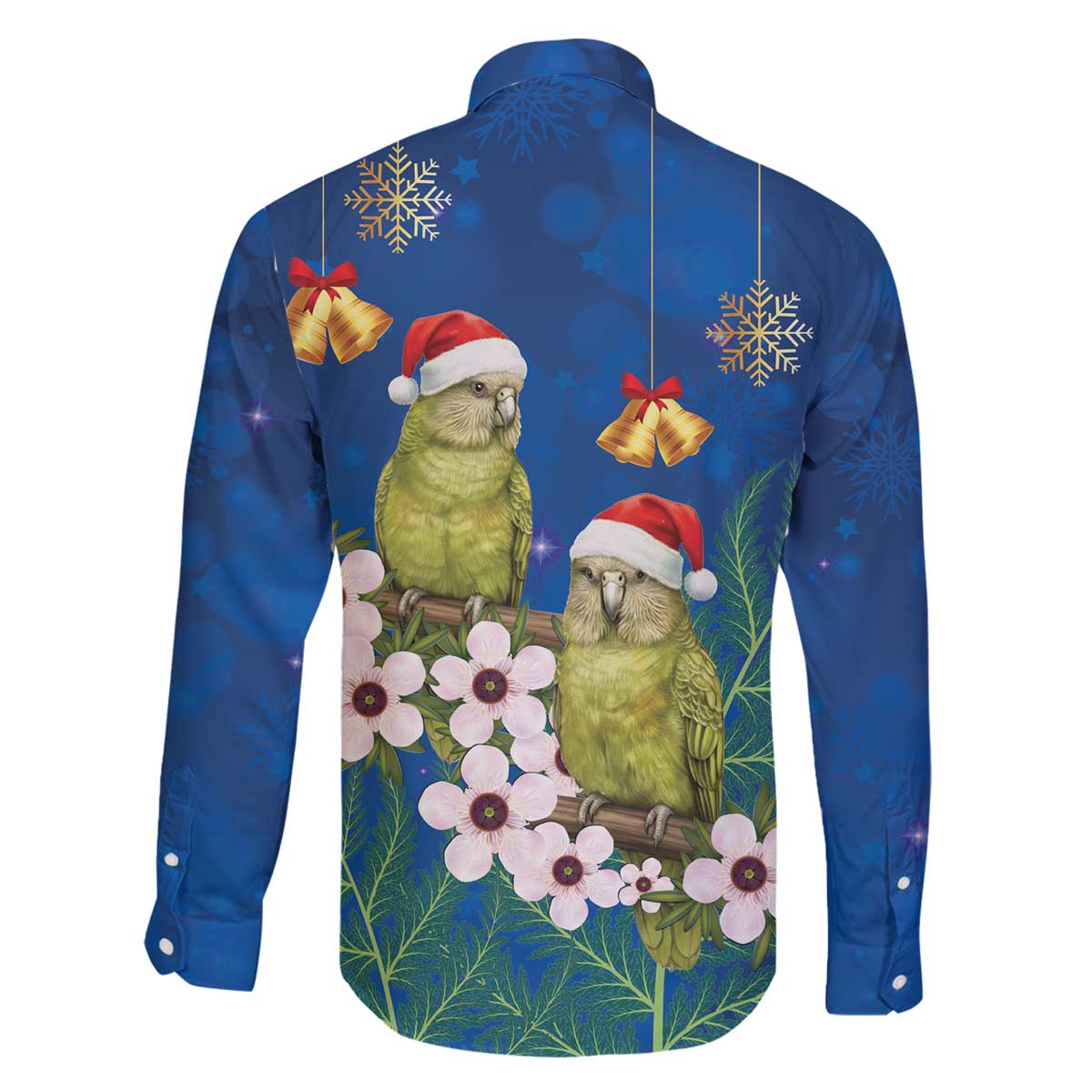 New Zealand Kakapo Christmas Family Matching Off The Shoulder Long Sleeve Dress and Hawaiian Shirt Owl Parrot Santa Sliver Fern Manuka - Blue - Aussie Hoodie