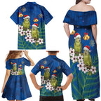 New Zealand Kakapo Christmas Family Matching Off Shoulder Maxi Dress and Hawaiian Shirt Owl Parrot Santa Sliver Fern Manuka - Blue - Aussie Hoodie