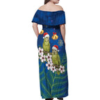 New Zealand Kakapo Christmas Family Matching Off Shoulder Maxi Dress and Hawaiian Shirt Owl Parrot Santa Sliver Fern Manuka - Blue - Aussie Hoodie