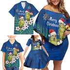 New Zealand Kakapo Christmas Family Matching Off Shoulder Short Dress and Hawaiian Shirt Owl Parrot Santa Sliver Fern Manuka - Blue - Aussie Hoodie
