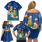 New Zealand Kakapo Christmas Family Matching Off Shoulder Short Dress and Hawaiian Shirt Owl Parrot Santa Sliver Fern Manuka - Blue - Aussie Hoodie