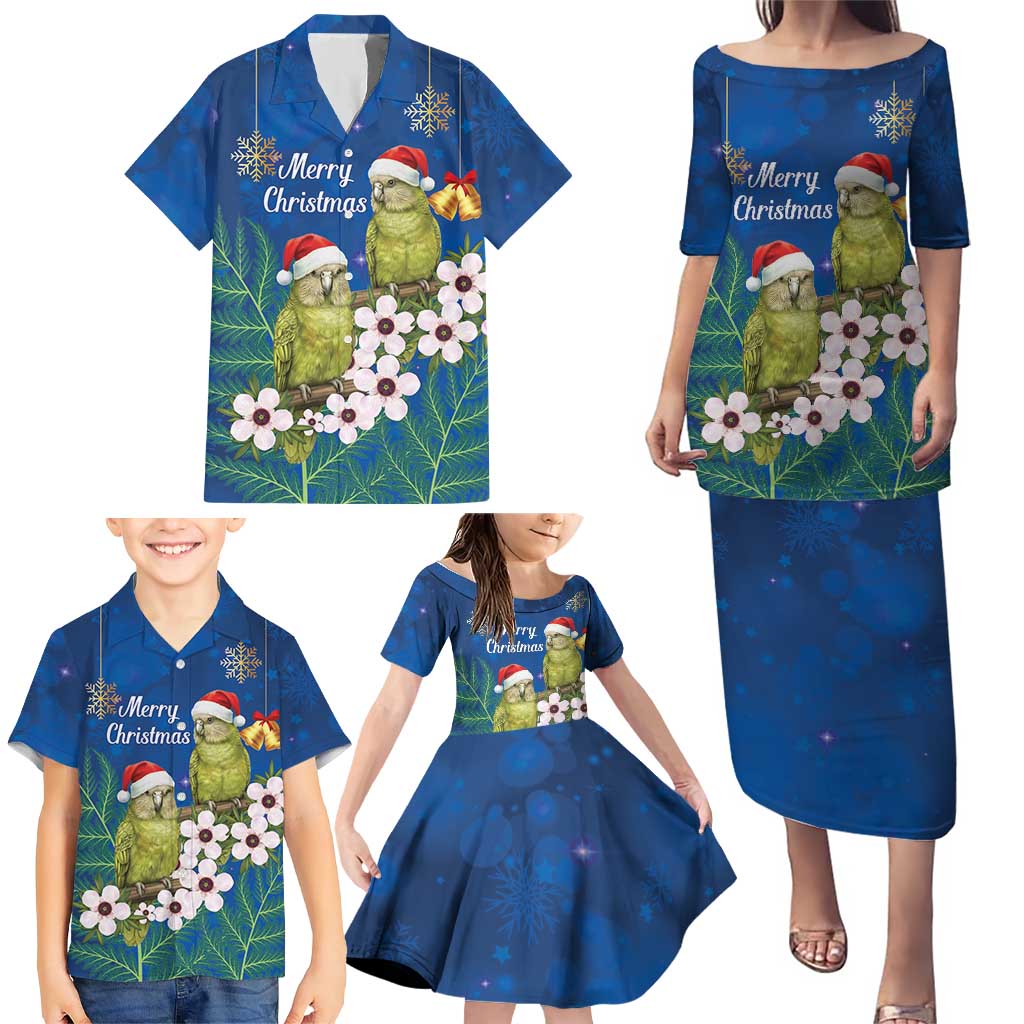 New Zealand Kakapo Christmas Family Matching Puletasi and Hawaiian Shirt Owl Parrot Santa Sliver Fern Manuka - Blue - Aussie Hoodie