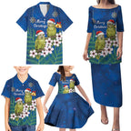 New Zealand Kakapo Christmas Family Matching Puletasi and Hawaiian Shirt Owl Parrot Santa Sliver Fern Manuka - Blue - Aussie Hoodie