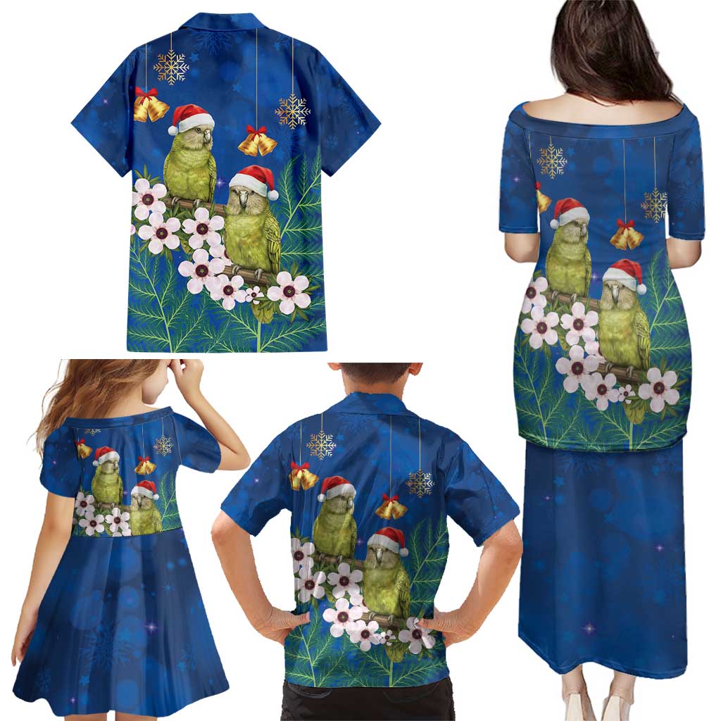 New Zealand Kakapo Christmas Family Matching Puletasi and Hawaiian Shirt Owl Parrot Santa Sliver Fern Manuka - Blue - Aussie Hoodie