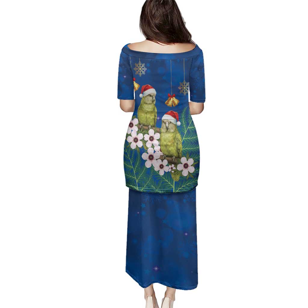 New Zealand Kakapo Christmas Family Matching Puletasi and Hawaiian Shirt Owl Parrot Santa Sliver Fern Manuka - Blue - Aussie Hoodie