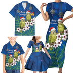 New Zealand Kakapo Christmas Family Matching Short Sleeve Bodycon Dress and Hawaiian Shirt Owl Parrot Santa Sliver Fern Manuka - Blue - Aussie Hoodie