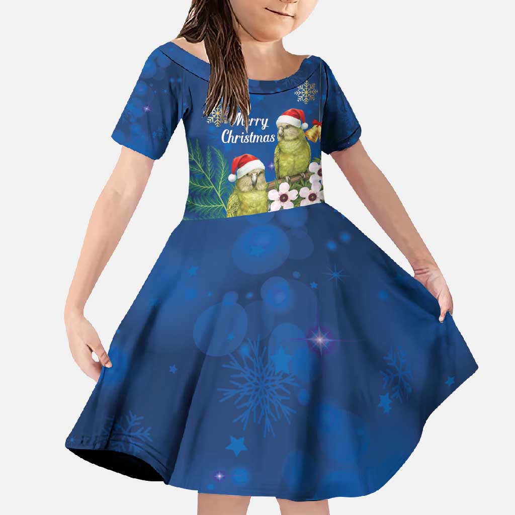 New Zealand Kakapo Christmas Family Matching Short Sleeve Bodycon Dress and Hawaiian Shirt Owl Parrot Santa Sliver Fern Manuka - Blue - Aussie Hoodie
