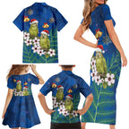 New Zealand Kakapo Christmas Family Matching Short Sleeve Bodycon Dress and Hawaiian Shirt Owl Parrot Santa Sliver Fern Manuka - Blue - Aussie Hoodie