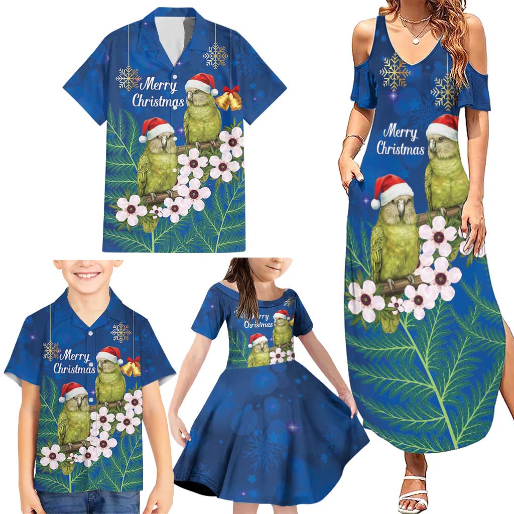 New Zealand Kakapo Christmas Family Matching Summer Maxi Dress and Hawaiian Shirt Owl Parrot Santa Sliver Fern Manuka - Blue - Aussie Hoodie