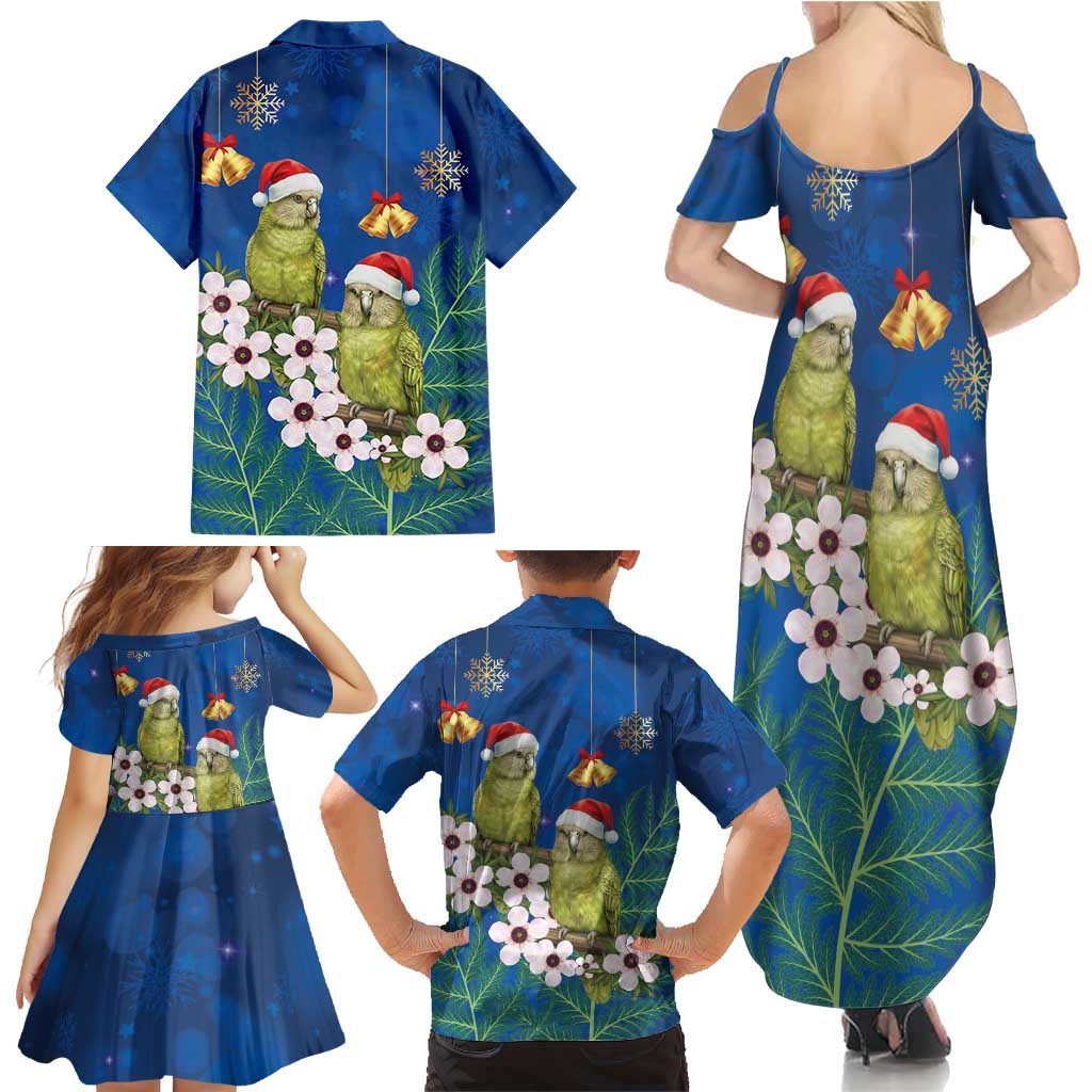 New Zealand Kakapo Christmas Family Matching Summer Maxi Dress and Hawaiian Shirt Owl Parrot Santa Sliver Fern Manuka - Blue - Aussie Hoodie