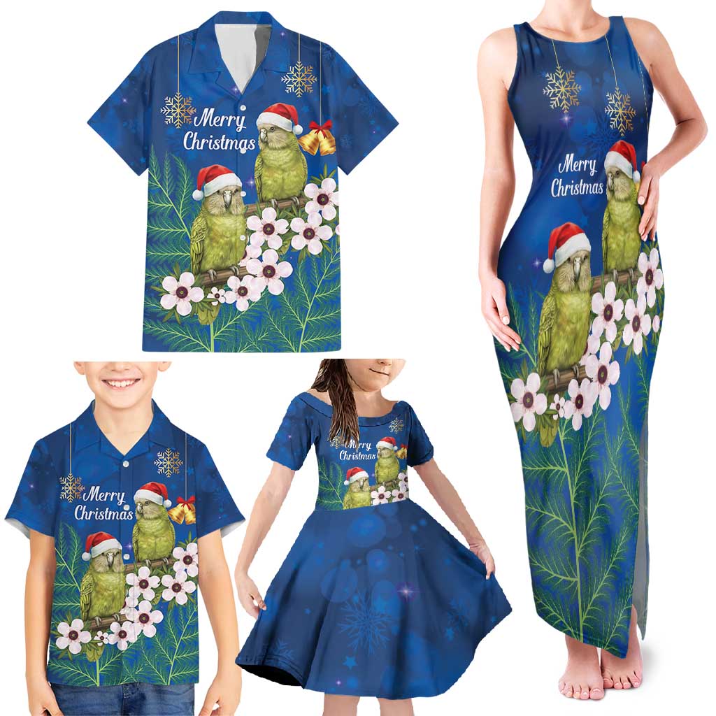 New Zealand Kakapo Christmas Family Matching Tank Maxi Dress and Hawaiian Shirt Owl Parrot Santa Sliver Fern Manuka - Blue - Aussie Hoodie