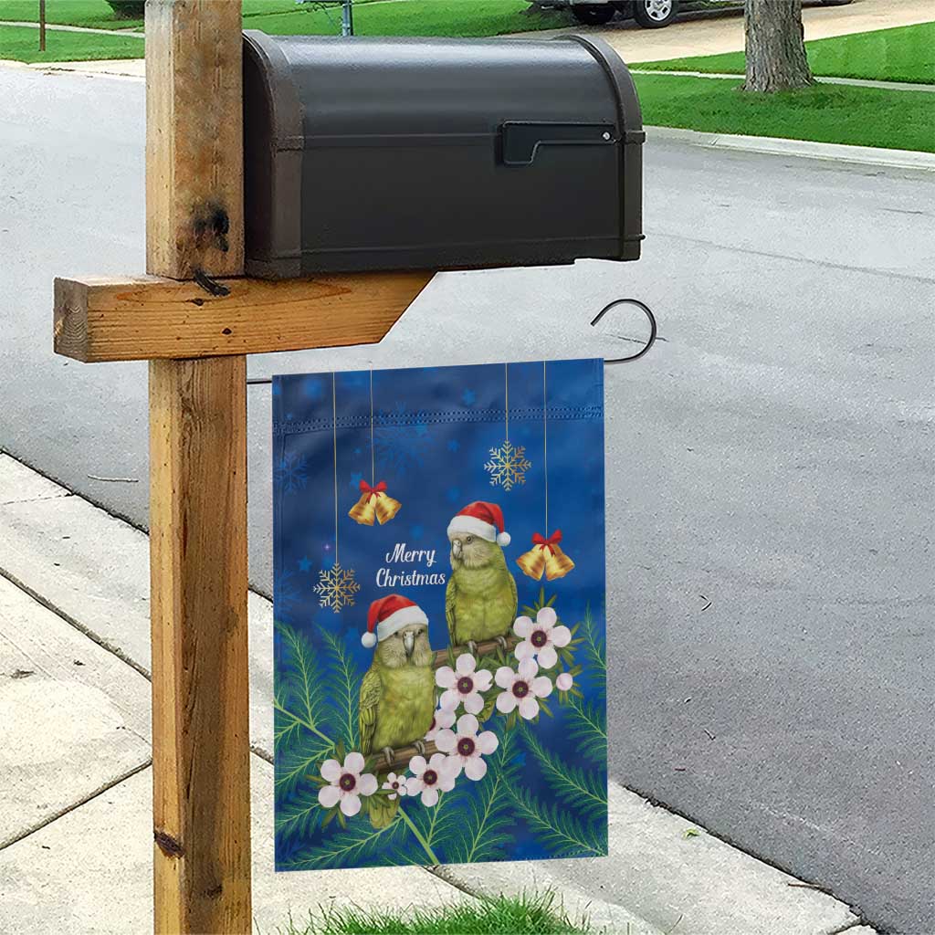 New Zealand Kakapo Christmas Garden Flag Owl Parrot Santa Sliver Fern Manuka - Blue - Aussie Hoodie