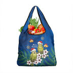 New Zealand Kakapo Christmas Grocery Bag Owl Parrot Santa Sliver Fern Manuka - Blue - Aussie Hoodie