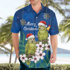 New Zealand Kakapo Christmas Hawaiian Shirt Owl Parrot Santa Sliver Fern Manuka - Blue - Aussie Hoodie