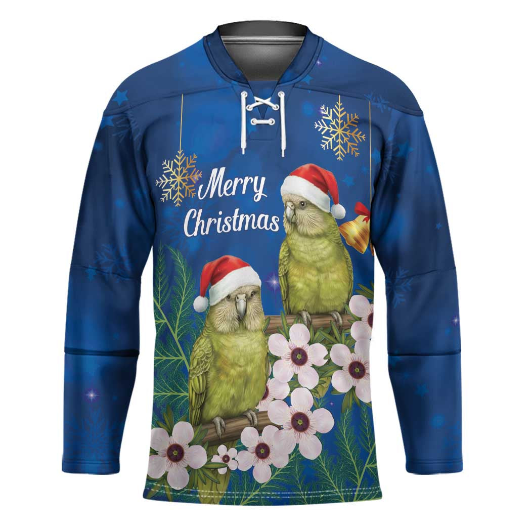 New Zealand Kakapo Christmas Hockey Jersey Owl Parrot Santa Sliver Fern Manuka - Blue - Aussie Hoodie