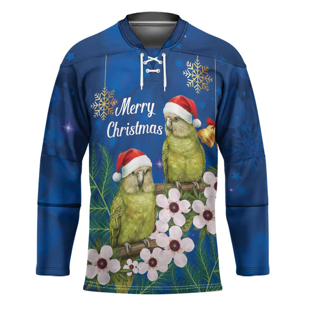 New Zealand Kakapo Christmas Hockey Jersey Owl Parrot Santa Sliver Fern Manuka - Blue - Aussie Hoodie