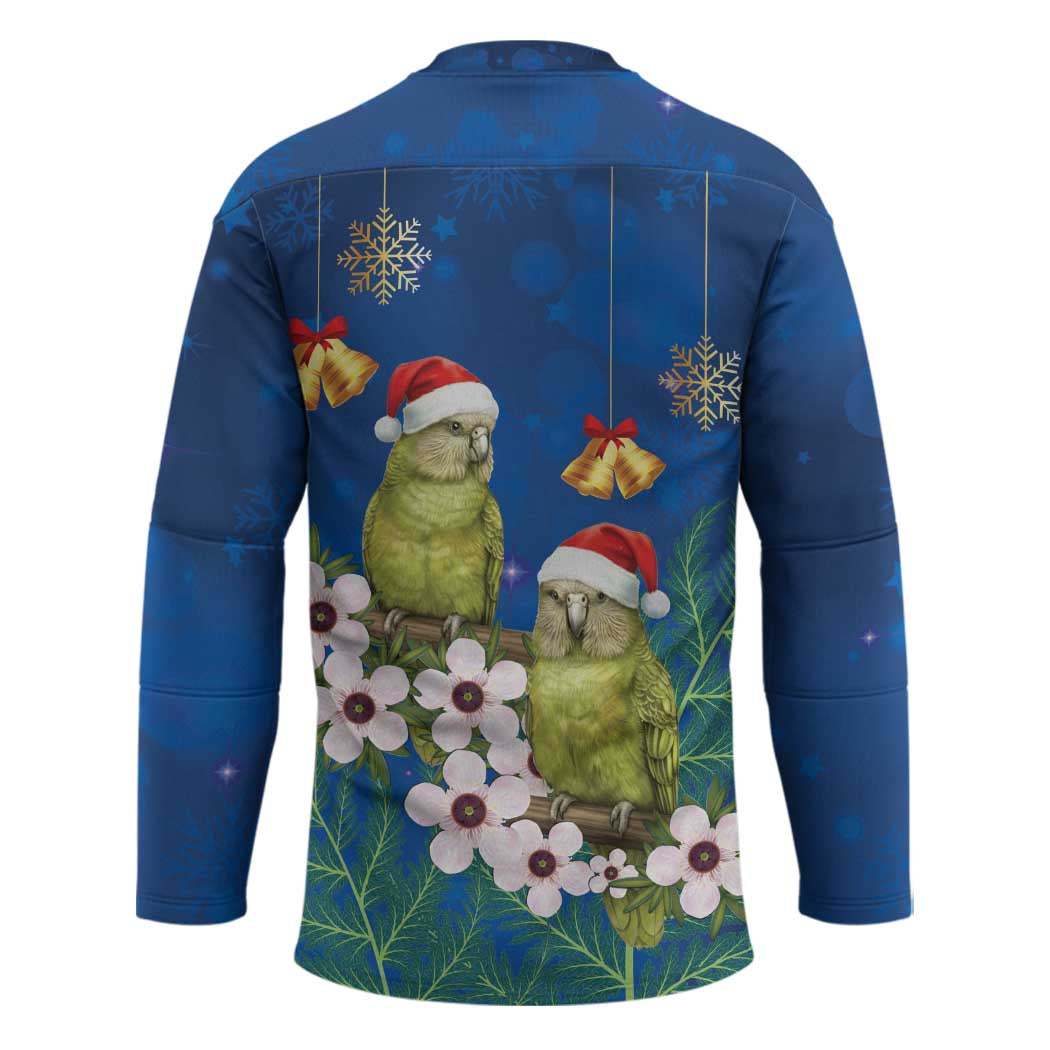 New Zealand Kakapo Christmas Hockey Jersey Owl Parrot Santa Sliver Fern Manuka - Blue - Aussie Hoodie