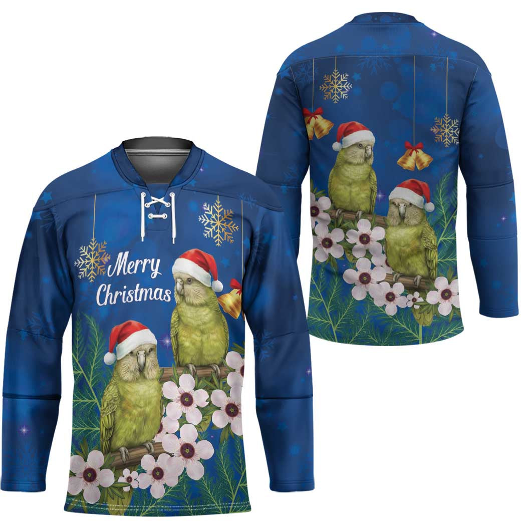 New Zealand Kakapo Christmas Hockey Jersey Owl Parrot Santa Sliver Fern Manuka - Blue - Aussie Hoodie