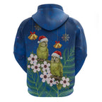 New Zealand Kakapo Christmas Hoodie Owl Parrot Santa Sliver Fern Manuka - Blue - Aussie Hoodie