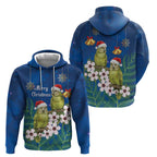 New Zealand Kakapo Christmas Hoodie Owl Parrot Santa Sliver Fern Manuka - Blue - Aussie Hoodie