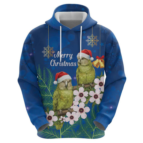 New Zealand Kakapo Christmas Hoodie Owl Parrot Santa Sliver Fern Manuka - Blue - Aussie Hoodie