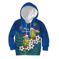 New Zealand Kakapo Christmas Kid Hoodie Owl Parrot Santa Sliver Fern Manuka - Blue - Aussie Hoodie