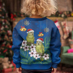New Zealand Kakapo Christmas Kid Ugly Christmas Sweater Owl Parrot Santa Sliver Fern Manuka - Blue - Aussie Hoodie