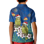 New Zealand Kakapo Christmas Kid Polo Shirt Owl Parrot Santa Sliver Fern Manuka - Blue - Aussie Hoodie