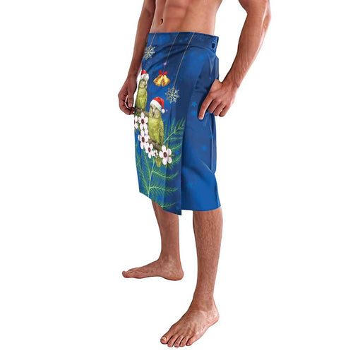 New Zealand Kakapo Christmas Lavalava Owl Parrot Santa Sliver Fern Manuka - Blue - Aussie Hoodie