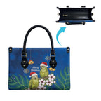 New Zealand Kakapo Christmas Leather Bag Owl Parrot Santa Sliver Fern Manuka - Blue - Aussie Hoodie