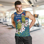New Zealand Kakapo Christmas Men Tank Top Owl Parrot Santa Sliver Fern Manuka - Blue - Aussie Hoodie